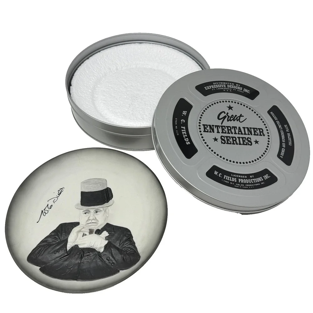 Charlie Chaplin W.C. Fields Collector Plates Great Entertainer 1985 Tin Set